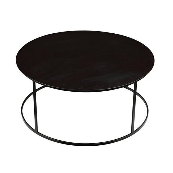 Boraam Robertson 37.5in. Round Metal 16.5in H Coffee Table - Dark Brown Finish