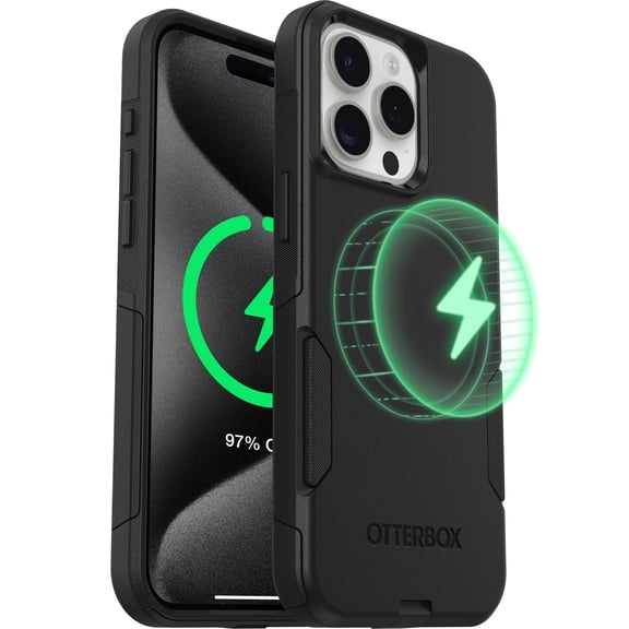 OtterBox iPhone 15 Pro Commuter Series Case - MagSafe Edition - Thin & Tough, Pocket-Friendly, with Port Protection - Black
