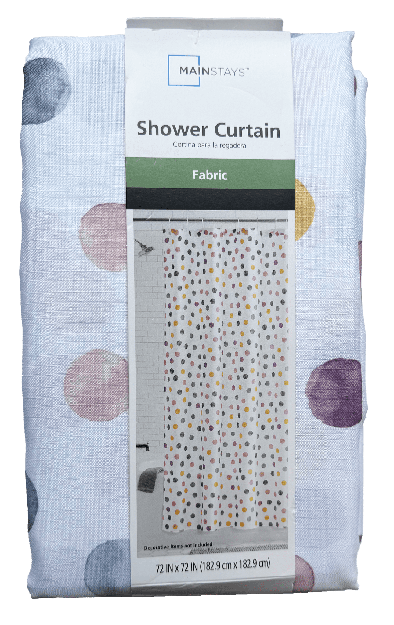 Watercolor Dots Shower Curtain, 72" X 72", Polyester + Medium Weight Liner