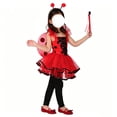 thumbnail image 6 of Girls Ladybug Halloween Cosplay Costume Set, Polka Dot Spaghetti Strap Tutu Dress with Wings Wand Headband, Soft Tulle Fabric for Kids Party Dress Up Red L, 6 of 8