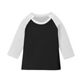 thumbnail image 2 of fnnxnal Big Girls 7T Black Raglan Sleeve Baseball Tee 3/4 Sleeve Stretchy Polyester Spandex Machine Washable Everyday Wear, 2 of 6