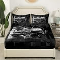thumbnail image 3 of Erosebridal Black Sport Car Bed Sheets Set Queen Size,Geometric Plaid Bedding Sets Queen Size,Extreme Sports Bed Sheets Queen,Microfiber Buffalo Room Decor,4-Piece, 3 of 7
