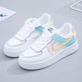 thumbnail image 2 of Espadrilles Blanches pour Femmes Chaussures de Tennis Blanches Roses Décontractées Adorables pour Femmes Étudiantes Bleues Plateforme Basse Chaussures Vulcanisées pour Dames, 2 of 16