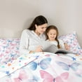 thumbnail image 5 of Homewish Flying Butterflies 3 Pieces Queen Comforter Set for Teens Boys Girls,Pink Blue Ultra Soft Bedding Sets,Dreamy Princess Bedding Comforter Set Breathable,Lightweight Room Decor,Reversible, 5 of 8