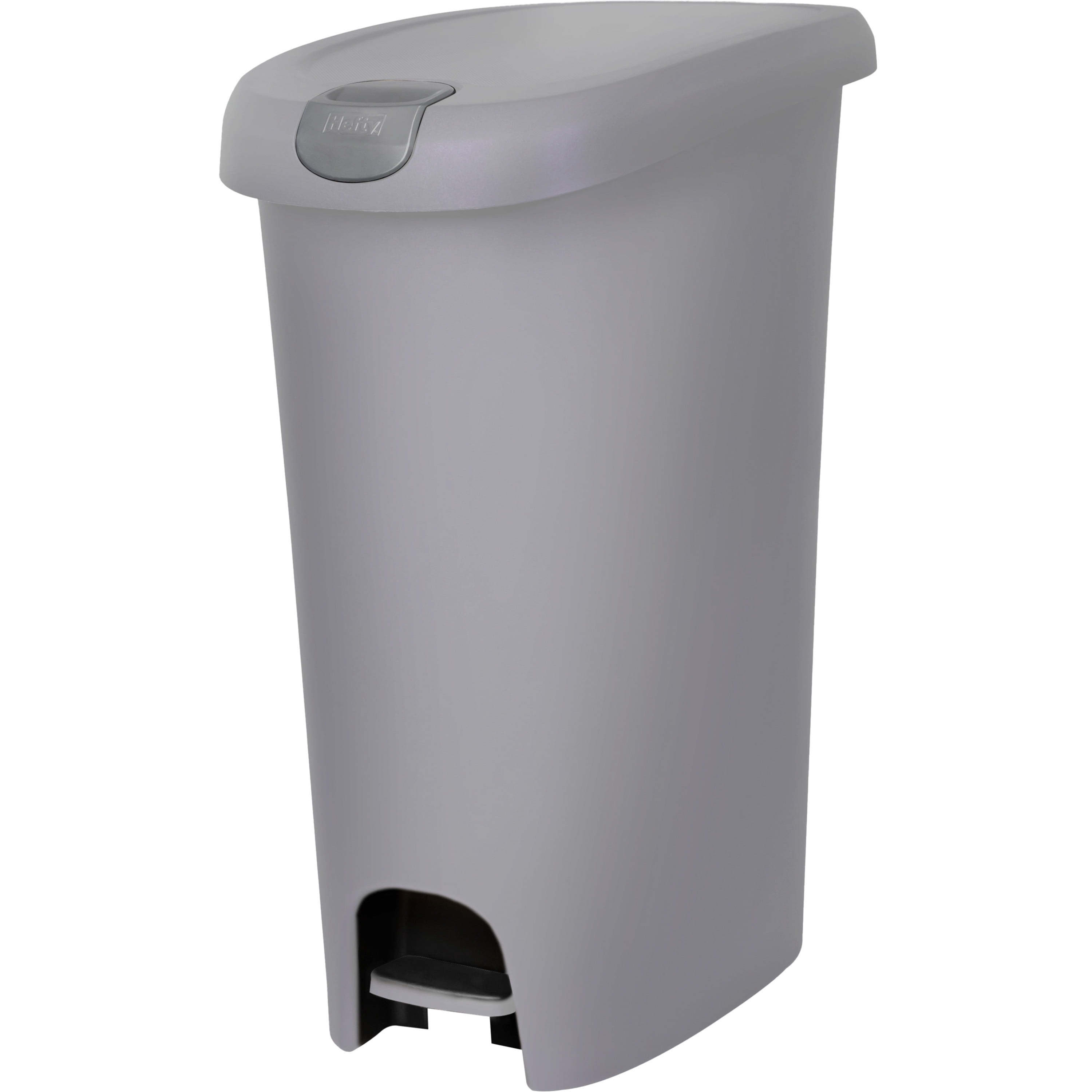 Hefty 12 Gal. Slim Lockable StepOn Garbage Can, Cement Gray