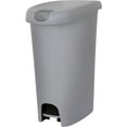thumbnail image 2 of (4 pack) Hefty Kitchen Trash Can, 12 Gallon Plastic Slim Step Garbage Bin with Locking Foot Pedal Lid, Gray, 2 of 9