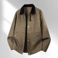 thumbnail image 2 of Crop Jackets for Men Jerdar Men's Color-blocked Lapel Zip-up Snap Button Zip-up Pocket Long-sleeved Coat Top, 2 of 9