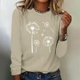 thumbnail image 2 of MITCOWBOY Chemises pour Femmes, Sweat à Capuche Décontracté à Manches Longues, Col Rond, Imprimé Pissenlit, Automne 2024 Beige 2TG en Solde!, 2 of 4