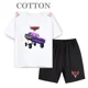 thumbnail image 3 of Conjunto de camiseta y pantalones cortos de verano para niños, camiseta de algodón de manga corta con dibujos de coches y pantalones, conjunto de 2 piezas, ropa para niñas y niños, conjunto para bebés, 3 of 5