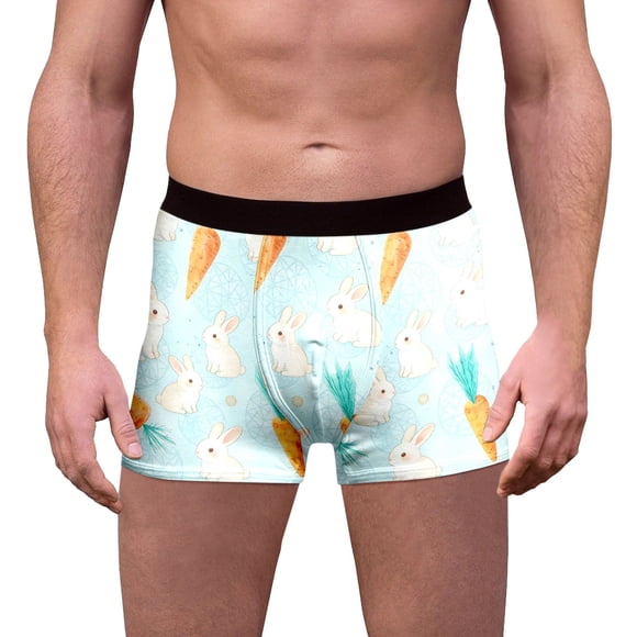 HNMKIU Caleçons Décontractés Doux et Respirants pour Hommes avec Imprimé de Pâques pour Usage Quotidien sous-Vêtements Confortables Bleu Clair, TG