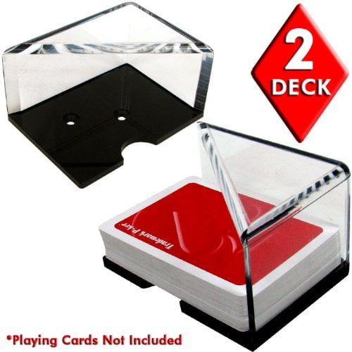 2 deck discard holder acrylic red black base 