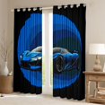 thumbnail image 2 of jejeloiu Race Car Blackout Curtains Set of 2 (52x84 Each),Speed Extreme Sport Window Curtains,Black Blue Curtains and Drapes For Boys,Ultra Soft Home Decor, 2 of 6