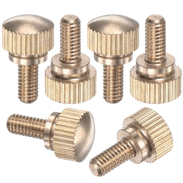 Uxcell 6-Pack Tornillos de Mariposa Estriados, Perillas de Cabeza Plana de Latón Sólido M4x8mm con Sujetadores de Agarre de Hombro