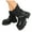 Black, variant on Fall Platform Mid Calf Combat Boots for Women 2025 Fashion Leather Chunky Heeled Pull on Winter Short Riding Ankle Booties