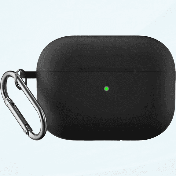 Case Design for Apple AirPods Pro (2nd Generation) 2022 Version Case Soft Silicone Cover Silicone Shockproof Case Solid Simple Anti-Fall Case for Airpod Pro2 Case with Carabiner Ring(Black)