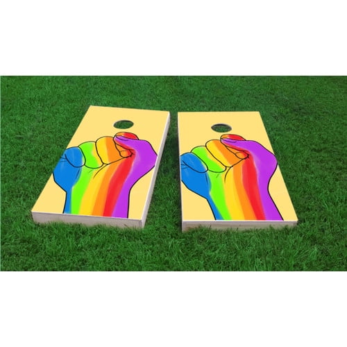 Custom Cornhole Boards Gay Pride Rainbow Hand Cornhole Game (Set of 2) by Custom Cornhole Boards