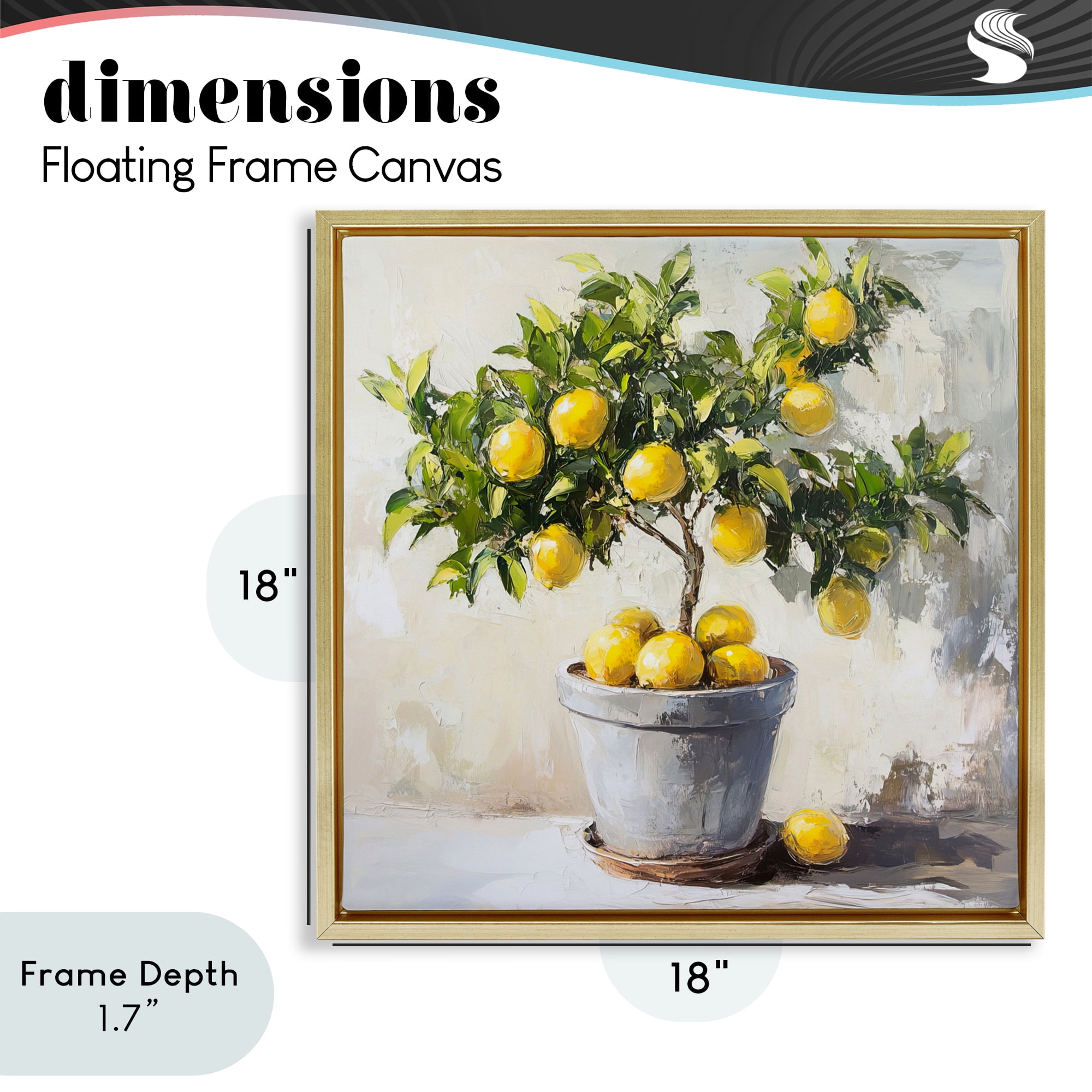 Stupell Industries Falling Lemon Tree Gold Framed Floater Canvas Wall Art, design by Tina LeCour