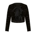 thumbnail image 3 of Brglopf Womens Sequin Tops Elegant Gold Velvet Strap Bow Cut Out Dressy Shirts Long Sleeve Sparkly Glitter Party Blouse Top, 3 of 5