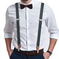 thumbnail image 7 of Buyless Fashion Leather End 2 Pack Suspenders for Men - 48" Elastic Adjustable Straps 1" - Y Shape - 5138-2-Gray, 7 of 7