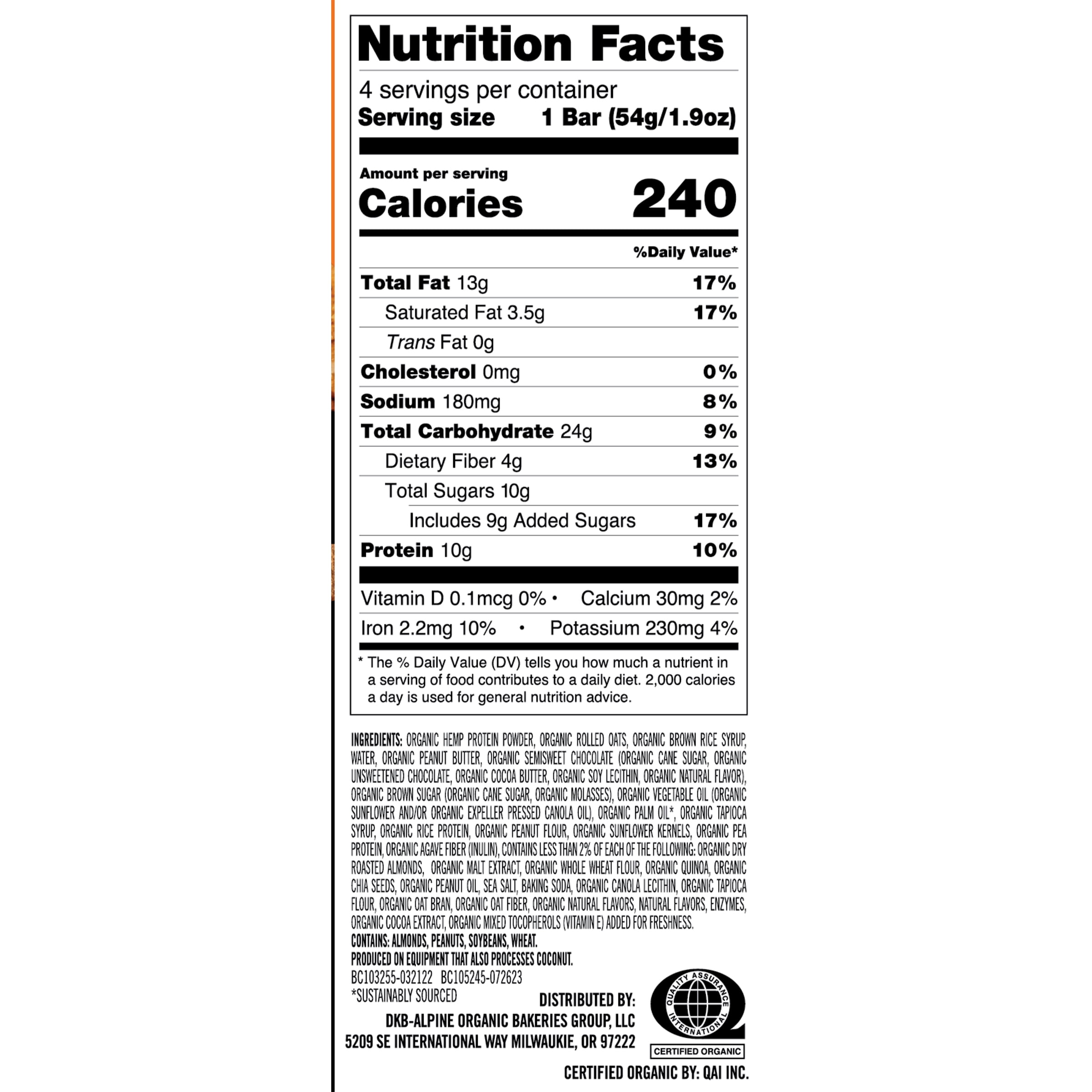 Dave's Killer Bread Peanut Butter Chocolate Chunk Amped Up Protein Bars, 4 CT (Pack of 3)