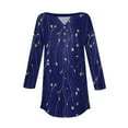 thumbnail image 4 of Xyxonk 3/4 Sleeve Tops for Women Casual Floral Printed Shirt Loose V-Neck Tunic Tops Summer Three Quarter Length T-Shirt Clothing Ladies V Neck Tunic Tops Blue L, 4 of 5