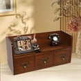 thumbnail image 3 of Brown Pine 38.5x14.5x18.5cm Retro Desktop Storage Box With Three Drawers And Lockers With Handles Free Of Installation, 3 of 11
