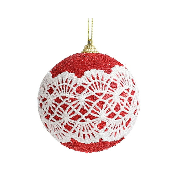 Mecorevxz Lace Christmas Ball,Glitter Foam Xmas Tree Hanging Ornaments,for Xmas Tree Party Wreath Decoration(Red)