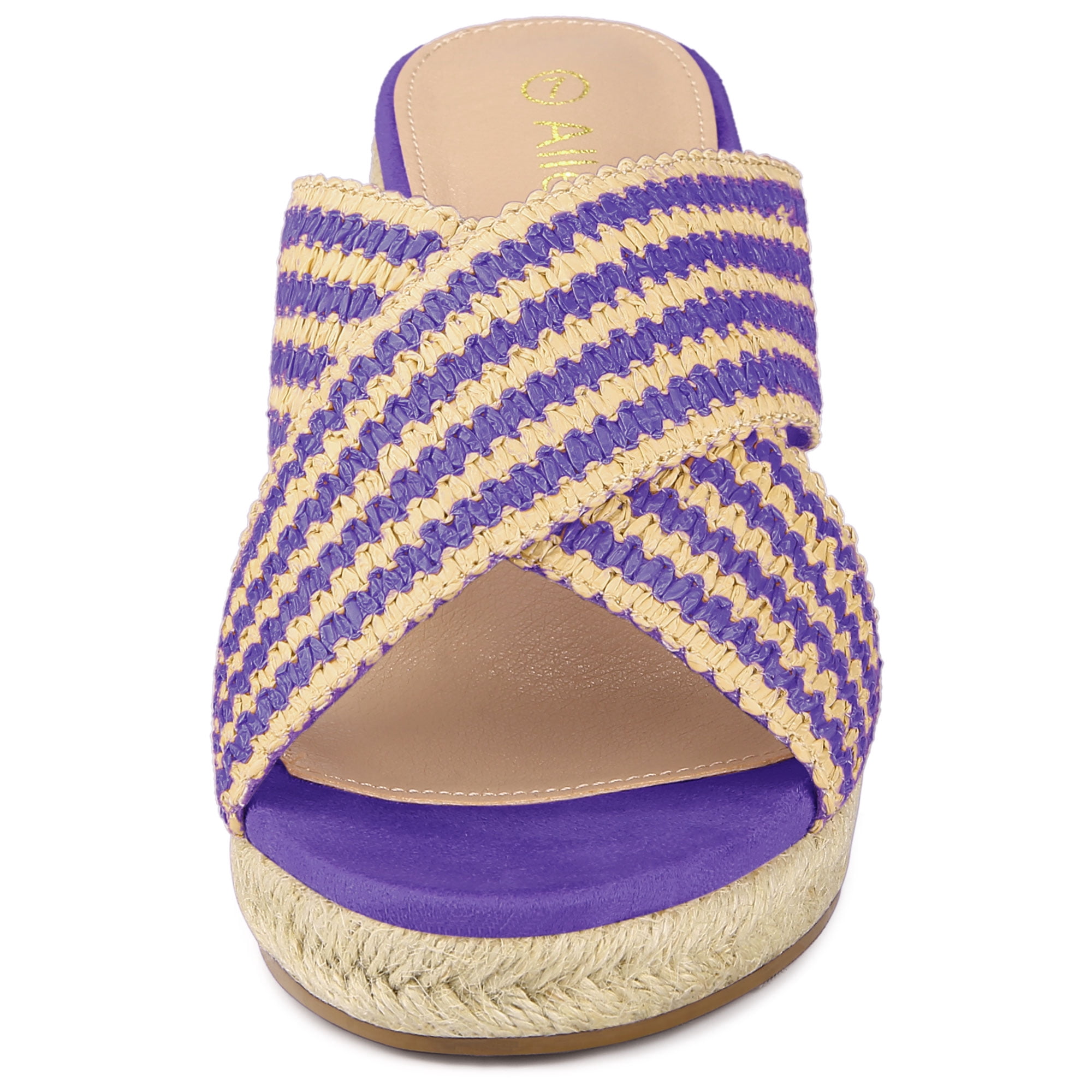 DARING DIVA Women's Crisscross Strap Platform Slides Wedge Sandals Purple 8.5