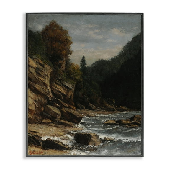 Stupell Industries Classical Ocean Tide Landscape & Nature Painting Black Framed Art Print Wall Art, 11 x 14