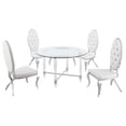 thumbnail image 1 of Ensemble de Salle à Manger 5 Pièces avec Table en Verre Circulaire et Accents en Acier Inoxydable Argenté, 1 of 4