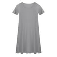 thumbnail image 5 of Kids Girl's Summer Dress V Neck Short Sleeve Dress Children's Casual Loose Long Dress with Pockets Size 5-16 Years, 5 of 6