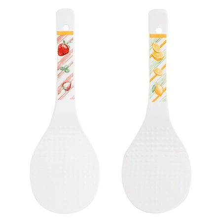 

NUOLUX 2pcs Rice Scoop Household Rice Spoon Pattern Ceramic Rice Cooker Spoon Scoop