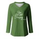 thumbnail image 4 of KIHOUT - Blusas casuales para mujer, liquidación 2024, moda clásica, estampado de letras, cuello en V, blusas básicas holgadas, camisetas de manga larga, blusas tipo túnica para otoño, 4 of 4