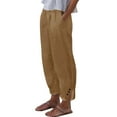 thumbnail image 2 of Stephy Womens Daily Elastic Waist Pockets Straight Solid Color Casual Pants Loose Long Trousers, Brown, XXL, 2 of 7