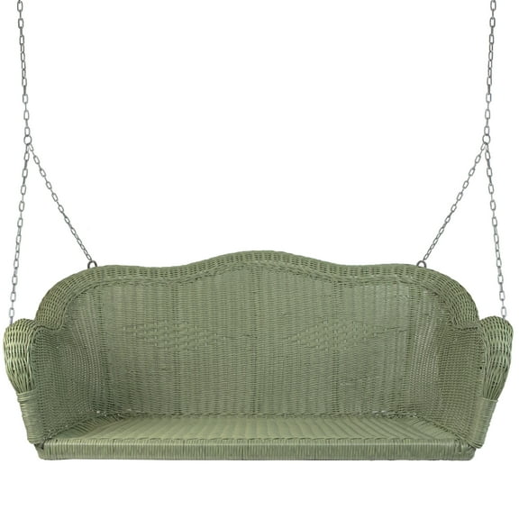 Northlight Hand Woven Resin Wicker Porch Swing with Chain - Green