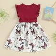 thumbnail image 3 of Bagilaanoe Little Girl Summer Dress Toddler Butterfly Print Fly Sleeve A-line Dresses with Belt 4T 5T 6T 7T Kids Casual Swing Sundress, 3 of 7