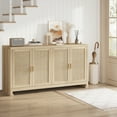 thumbnail image 2 of 4-Door Rattan Cabinet, Modern Boho Sideboard with Shelf, 42" Storage Console for Living Room, Dining Room & Entryway (Anti-Tip Design), 2 of 9