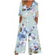 thumbnail image 1 of Pantalones de Vestido Casual para las Mujeres Impresión Floral Manga Corta con Cuello en V Cremallera Lateral Bolsillo Pantalones de Sudadera para Primavera Verano, 1 of 5
