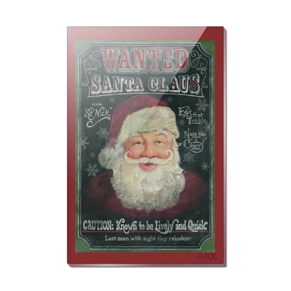 Christmas Holiday Santa Claus Wanted Poster Chalkboard Rectangle Acrylic Fridge Refrigerator Magnet