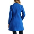 thumbnail image 3 of INSPIRE CHIC Women's Elegant Winter V Neck Long Sleeve Single Breasted Long Overcoat S Sea Blue, 3 of 6
