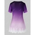 thumbnail image 2 of Tamaño más Ombre Paisley Imprimir Guipure de encaje de manga corta T Rosegal Camisetas tallas grandes, 2 of 5