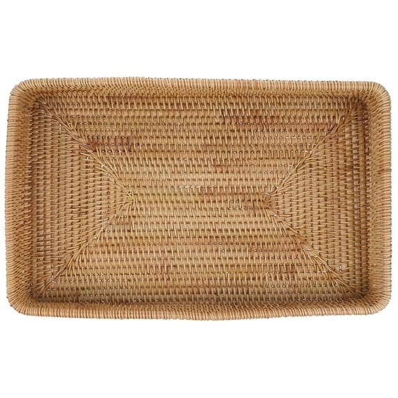 FRCOLOR Rectangular Rattan Tray Storage Rattan Tray Hand Woven Rattan Tray Decorative Rattan Serving Tray