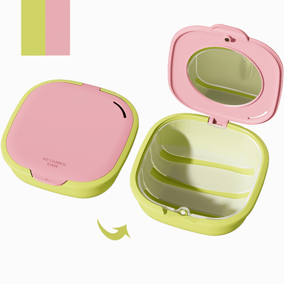 Retainer Case with Vent Holes, Retainer Cleaner Case, Fashion Orthodontic Retainer Case with Mirror