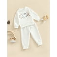 thumbnail image 3 of Sedceaty Toddler Patchwork 2Pcs Outfits, Capital Letter Print Long Sleeve Round Neck Pullover + Elastic Drawstring Casual Trousers, 3 of 8