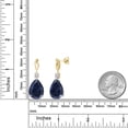 thumbnail image 6 of Gem Stone King 925 Silver and 10K Yellow Gold Blue Created Sapphire and White Zirconia Dangle Earrings for Women | 26.04 Cttw | Gemstone September Birthstone | Pear Shape 18X13MM, 6 of 6
