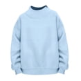 thumbnail image 3 of OOOUM Girls Loose Sweatshirt Neck Long Sleeve Solid Pullover Kids Soft Loose Casual Basic Top Sky Blue 7-8 Years, 3 of 4