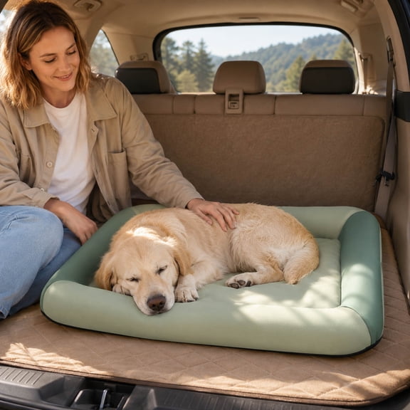 Indestructible Dog Bed Tough and Tear Proof Dog Crate Bed with Heavy-Duty -Backed Cover for Waterproof Outdoor Use Wipe Clean for Dogs up to 25 lbs, Dog Bed for Couch, Washable Green Dog Bed Mats