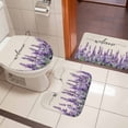 thumbnail image 4 of Purple Lavender Bath Mat 3 Piece Bathroom Rug Set, Purple Spring Floral Wildflower Plant Non Slip Bath Rug Contour Mat and Toilet Lid Cover, Absorbent Shower Mats Soft Bath Rugs and Mats Sets, 4 of 8