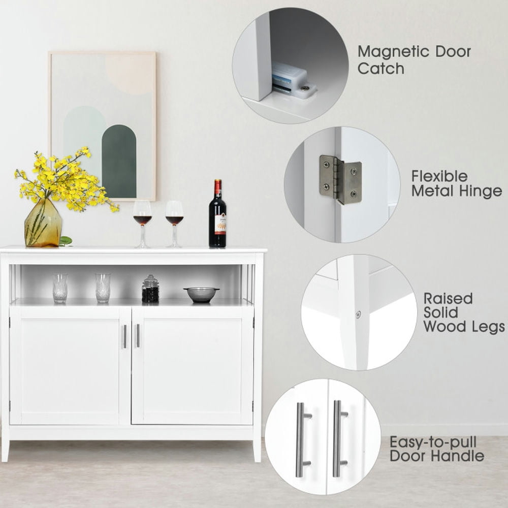 Finihen Kitchen Storage Cabinet, Buffet Sideboard, Modern Practical and Beautiful Wooden Kitchen Lockers with Large Storage Space, for Dining Room, Kitchen, Living Room, White Finihen Kitchen Storage Cabinet, Buffet Sideboard, Modern Practical and Beautiful Wooden Kitchen Lockers with Large Storage Space, for Dining Room, Kitchen, Living Room, White