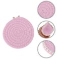 thumbnail image 3 of Unique Bargains 1 Pc Round Pearl Heat Insulation Mat Drink Coaster Pink Cotton rope, 3 of 5